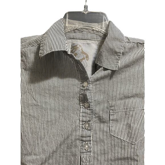 Prototype New York Black White Pin Strip Long Sleeve Blouse Size Small - Picture 3 of 7